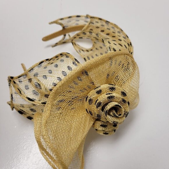 Yellow Polka Dot Headband Fascinator Hair Accessory Wedding Hair Accessory - Picture 15 of 16